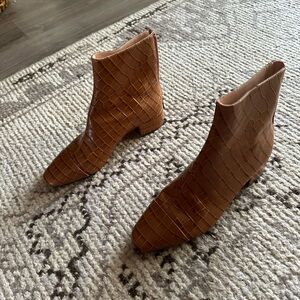 J. Crew Brown Suede Ankle Boots with Braided Texture